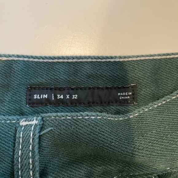 Pacsun Forest Green Slim Fit Non-Stretch Denim Jeans Men's Size 34x32 - Picture 5 of 6